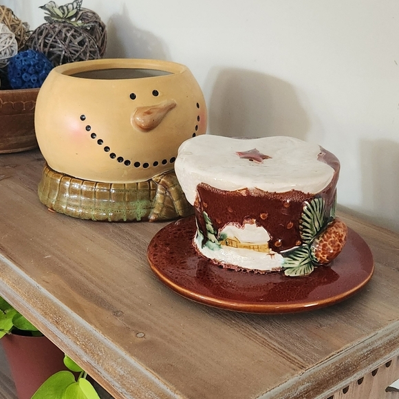 ☃️ Kirklands Bohemian Style Snowman Cookie Jar – Hand-Painted Ceramic, 9.5” - Picture 8 of 15